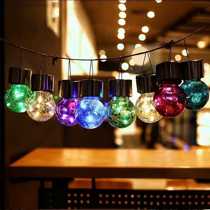 Hanging Solar Lights Outdoor 8 Pack Solar Lanterns 5 LED Waterproof