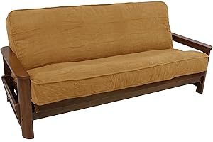 Blazing Needles Solid Microsuede Double Corded 8" to 9" Futon Cover, Full, Chocolate