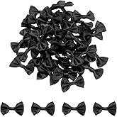 MECCANIXITY 50pcs Black Bow Ties 1.5" x 1" Mini Bowknot for Crafting Little Satin Bows Bulk for DIY Sewing Scrapbooking Wedding Gift Present Home Decoration