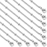 Cadikez 24PCS Stainless Steel Satellite Chain Necklace Bulk, 2mm 18inch Stainless Steel Finished Beaded Curb Link Chains for Necklace Jewelry Making