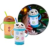 Cool Things Corp Light Up Christmas Sippy Cups (2 Pack, Snowman & Gingerbread Man) – BPA-Free, LED Holiday Drinkware, Stocking Stuffer, Secret Santa Gift, Party Favor for Kids & Adults