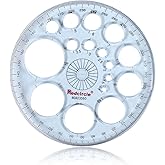 360 Degree Thick Protractor, 16 Circle Templates Drawing Ruler,Blue | Transparent,16 circle hole sizes,durable thick plastic,easy-to-read, versatile for drawing,measuring and technical work
