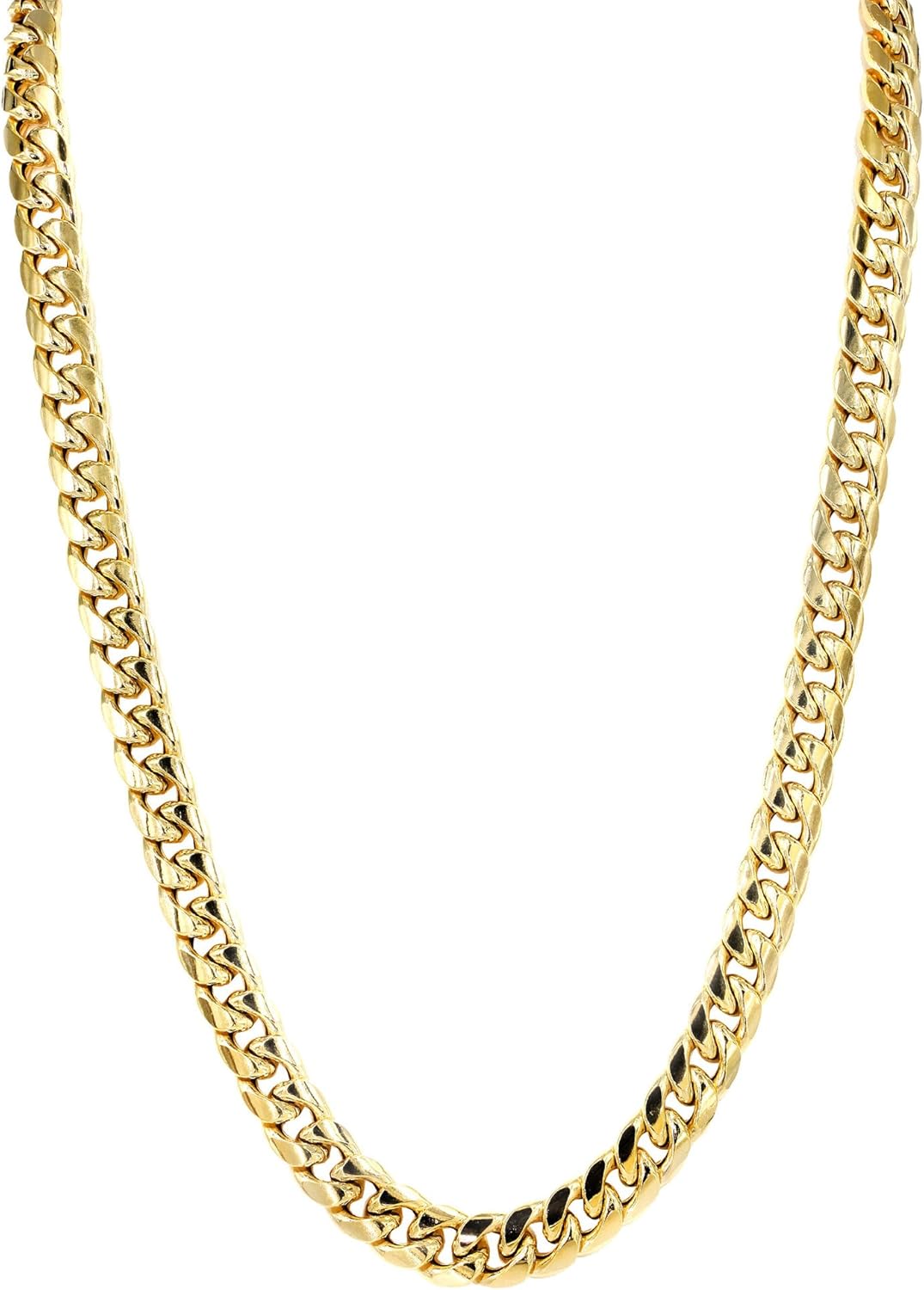 MCS Jewelry 14 Karat Yellow Gold Miami Cuban Curb Link Hollow Chain Necklace 11 mm (Length 26 MCS Jewelry 14 Karat Yellow Gold Miami Cuban Curb Link Hollow Chain Necklace 11 mm (Length 26