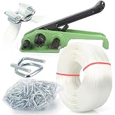 Heavy Duty Hand Pallet Strapping Banding Kit,3/4" x 320' Woven Cord Strapping