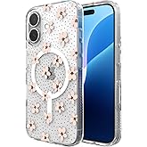 ZAGG Milan Snap Case for iPhone 16 - Floral Design on Clear Base, MagSafe Compatible, 13ft Drop Protection, Eco-Friendly Materials, Graphene Reinforced for Extra Durability, Pink Daisies