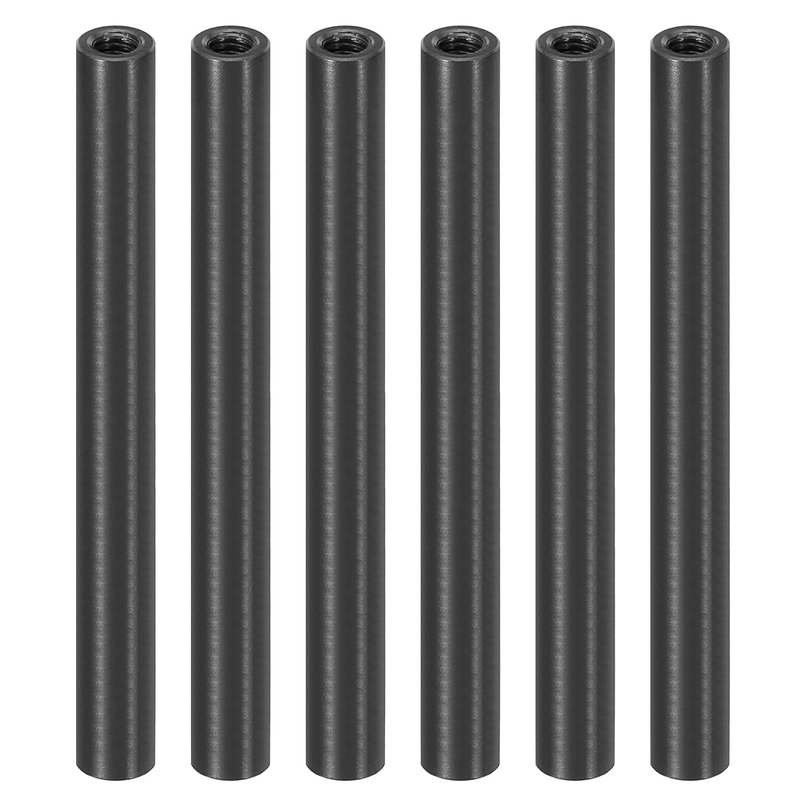 PATIKIL 6pcs M3 Metal Threaded Standoff Spacer Nuts, Round Aluminum Spacers Female Coupling Screws, 1/8" ID x 3/16" OD, Black, (60mm L)