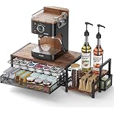 Kssiaz Coffee Bar Organizer for Countertop, Hold up 48 Pods, Black