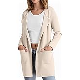 EIHUP Women's Open Front Cardigan Knit Sweaters Lapel Neckline Long Coatigan Lady Jacket Coat Fall Winter Outerwear Pockets
