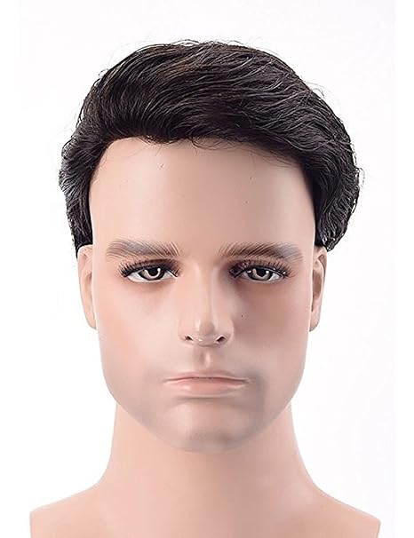 Natural Black 100 Human Hair Toupee Hair Wigs For Men Hair System