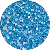 Pinhoollgo 300pcs 8mm Round Acrylic Faceted Beads AB Lake Blue Glossy Spacer Beads for DIY Jewelry Making