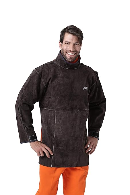 Mufly Schweißer Schürze Schweißerschürze Welding Schutzkleidung Flammhemmende Schweißerschürze aus Leder Brust-langärmelige S