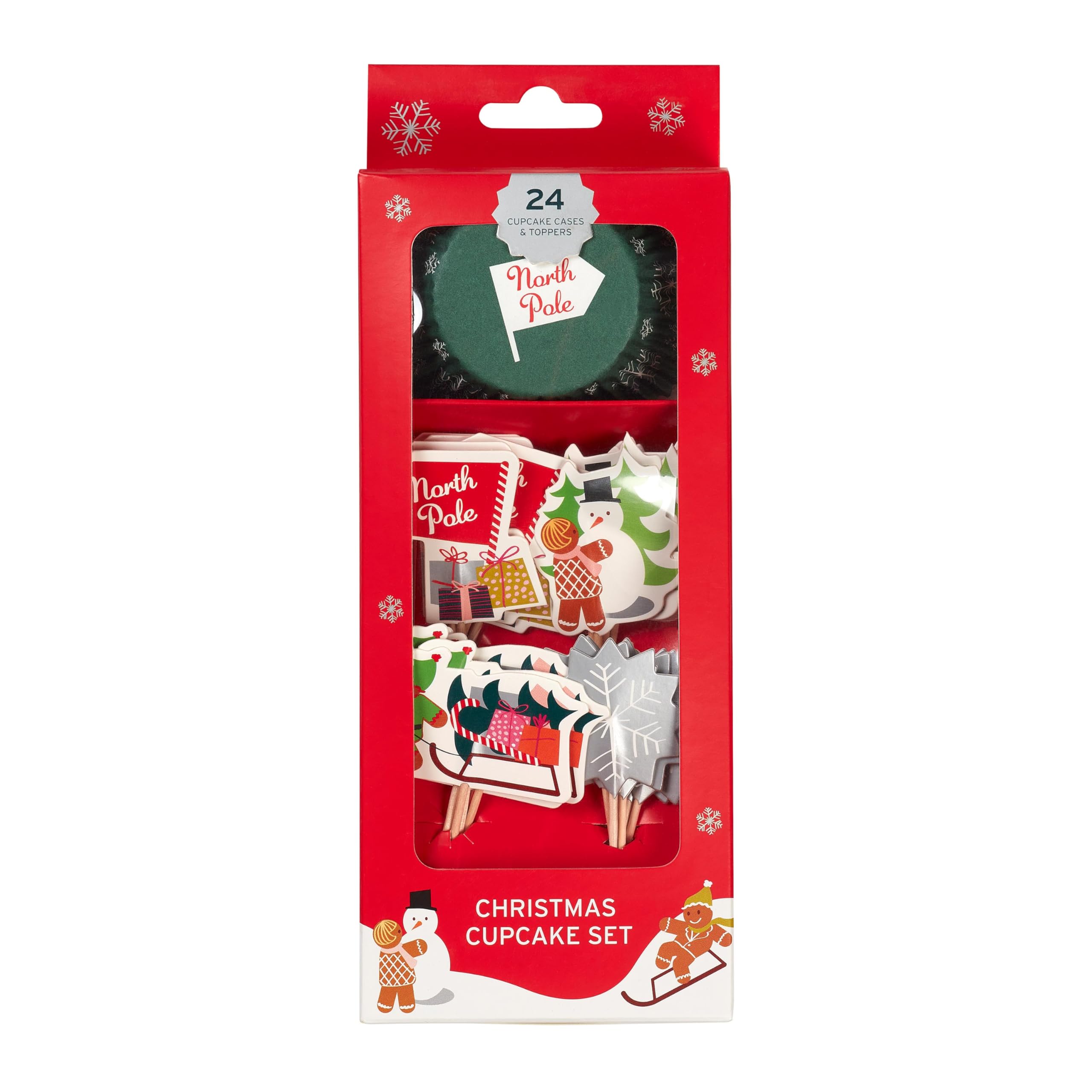 Tala Christmas Cupcake Topper Set, Includes 24 Cases and Toppers, Festive Designs, Metalic