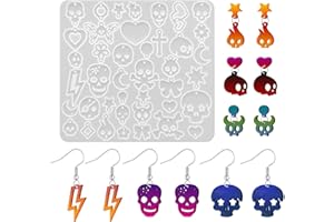 WELANE Moule en résine d'Halloween, moule en silicone avec trous pour la fabrication de boucles d'oreilles, bijoux, loisirs c