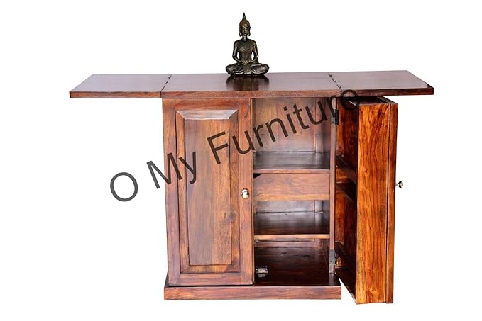 O My Furniture Compact Teak Finish Bar