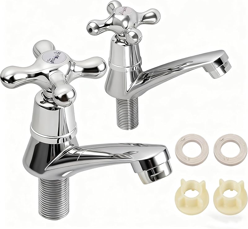 Bohaner Chrome Basin Taps Pair Hot Cold Lever Mixer