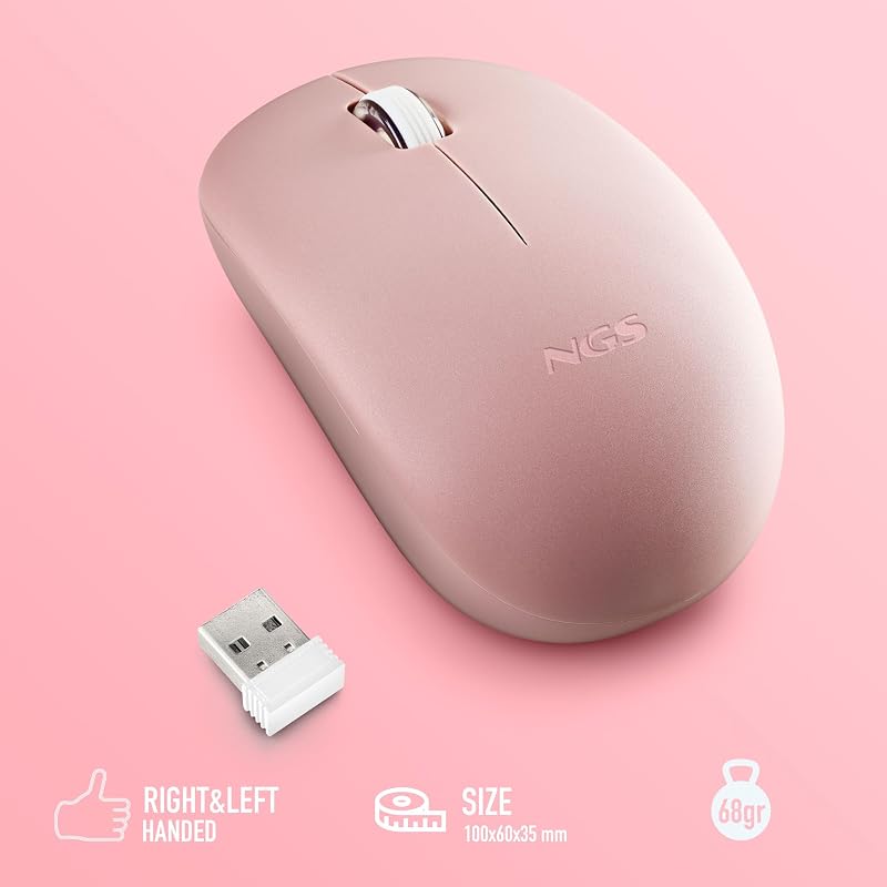Fog Pro Pink - Ratón Inalámbrico Óptico Silencioso 1000 DPI, Rosa