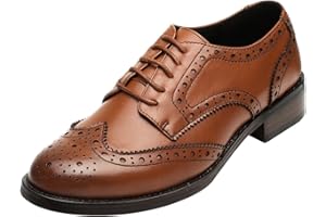 rismart Women's Brogue Pointed Toe Wingtips Work&Wedding Dress Leather Oxfords Shoes