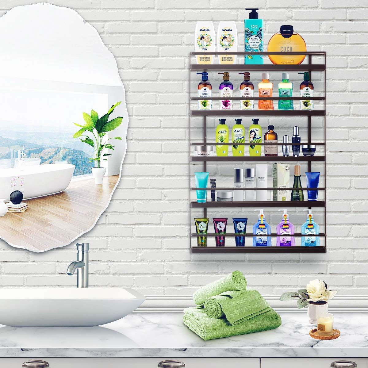 5 Tier Wall Mount Spice Rack Organizer,Pantry Cabinet Door Spice Shelf Storage: Home Improvement
