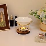 BSTKEY Metal Wooden Wax Melt Burner Essential Oil Diffuser Tealight Holder view 6
