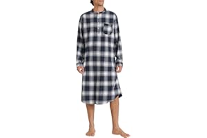 Latuza Men's Long Sleeves Cotton Flannel Nightshirt Nightgown