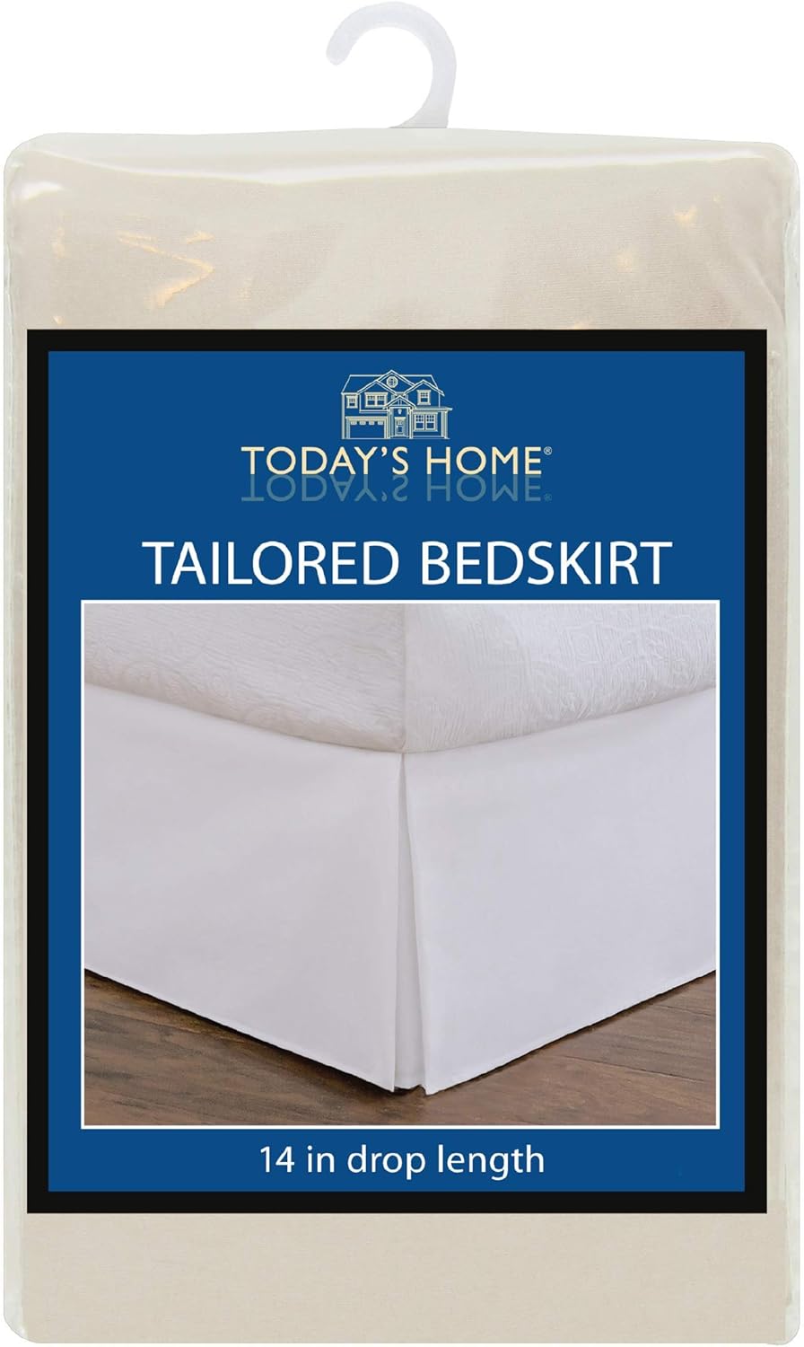 TODAY'S HOME Classic Tailored, Microfiber, 14" Drop Length Bed Skirt Dust Ruffle, Full, Ivory: Home & Kitchen