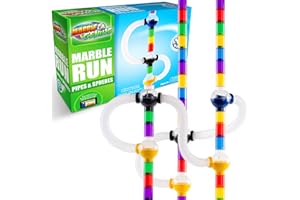 Marble Genius Marble Run Pipe & Sphere Accessory Add-on Set - 10 Pcs Total (4 Pipes, a Ramp, 5 Spheres), Alternating, Straight, & Tubes for Creating Exciting Mazes, Tracks, Runs, and Races