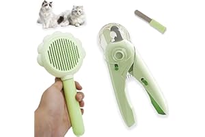 Lifmegik 3PCS Cat Grooming Kit, Nail Clipper Trimmer and Nail File (Not Included 3PCS LR44 Button Cells), Brush for Shedding, Comb for Long Haired Cats, Pet Essentials, Gifts for Cat Lover