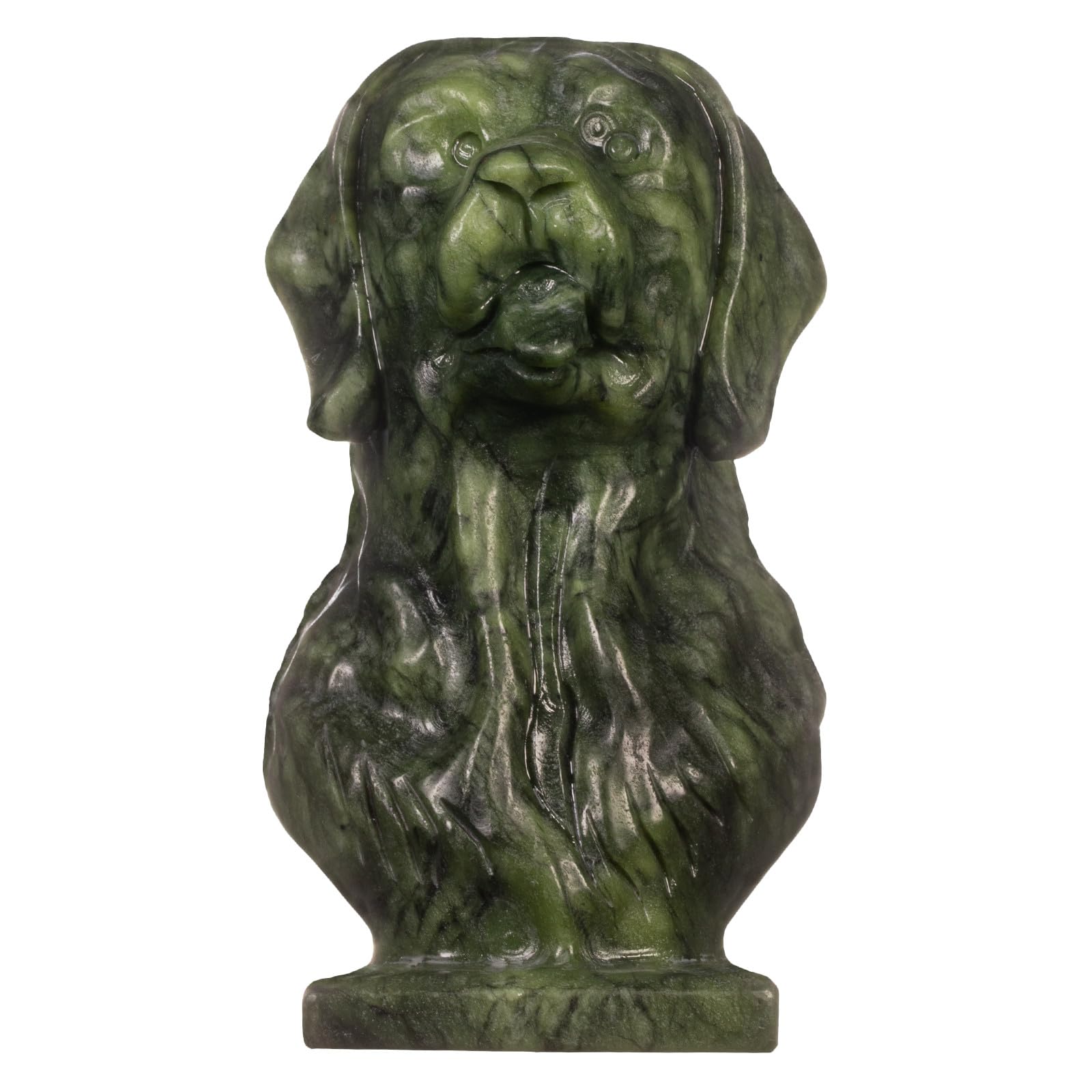 Nupuyai 4" Green Jade Crystal Stone Dog Statue, Natural Healing Stone Figurine Carved Stone Animal Figure for Home Office Decor Reiki Meditation