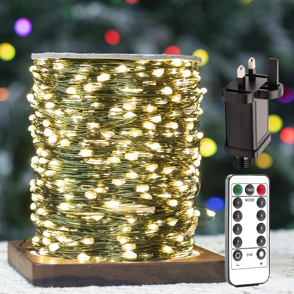 ZELUXDOT 400FT Fairy String Lights Green Copper Wires Outdoor/Indoor Waterproof LED String Lights with Remote for Christmas Tree, Patio, Gardens, Backyard, Plant. 1200 LEDs — image 1