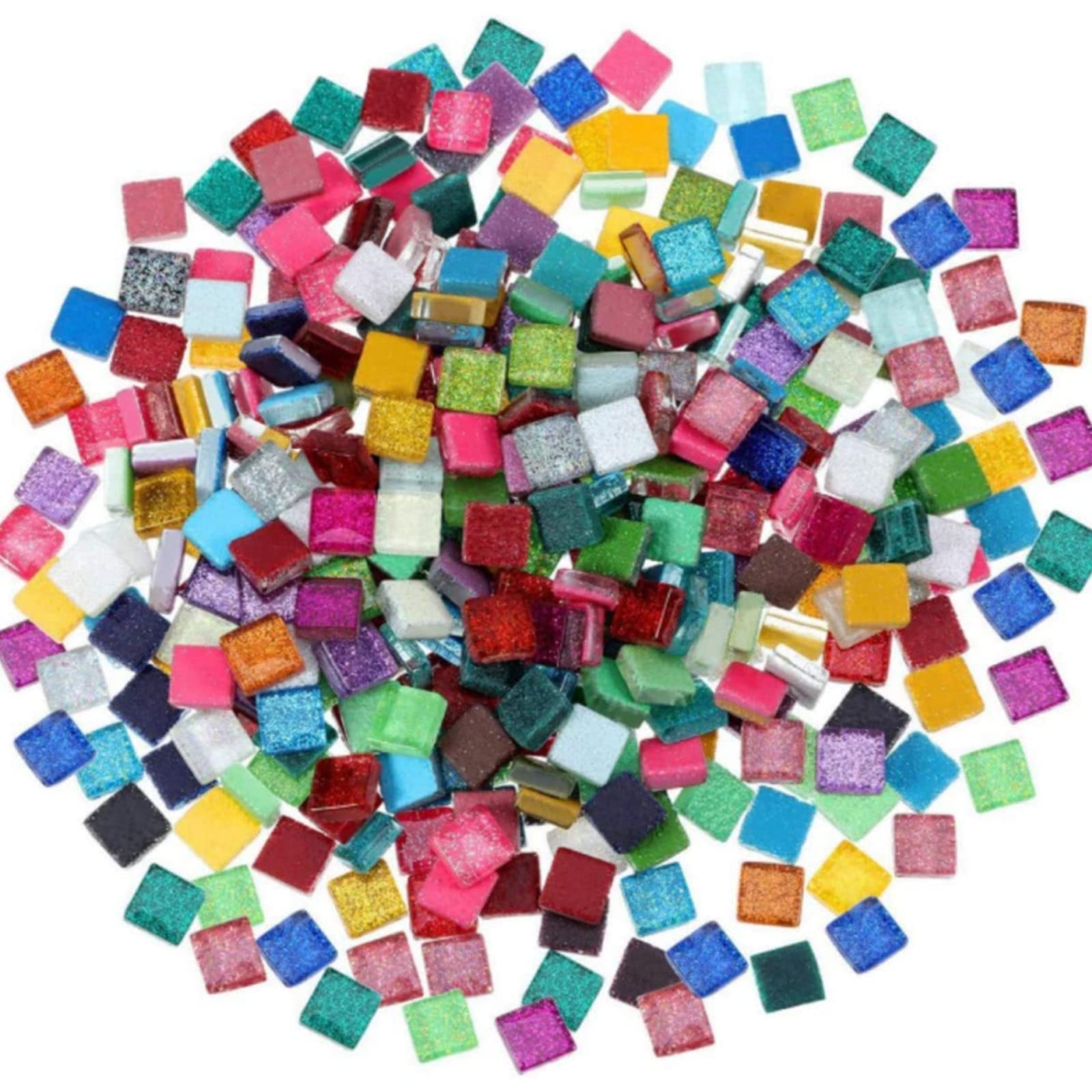 200g Mixed Color Crystal Mosaic Tiles, Small Transparent Glass Mosaic Tiles for Craft Bathroom Kitchen Home Decoration DIY Art Projects (Square)