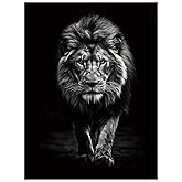 Framed Lion Wall Art, Lion Pictures Wall Decor, Lion of Judah Wall Art Canvas Painting Living Room Bedroom Decorations (16" x 24", Unframed)