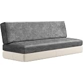 XIAROGEE Leather Look RV Couch Covers for Sofa Bed Jackknife RV Sofa Cover | 2 Piece Camper RV Sofa Covers, Leather Like, Vintage Texture, Faux Suede, Soft, Stretch, Removeable, Washable, Pet Friendly