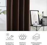 Deconovo Blackout Curtains 52x54 Chocolate Ring Top 1 Pair Thermal view 7