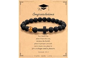PADERAST Christian Graduation Gifts for Men, Baptism First Communion Confirmation Gifts Religious Cross Bracelet for Man Him Son Grandson Dad Father Brother Godfather Grandfather Husband, Inspirational Faith Based Jesus Bracelets