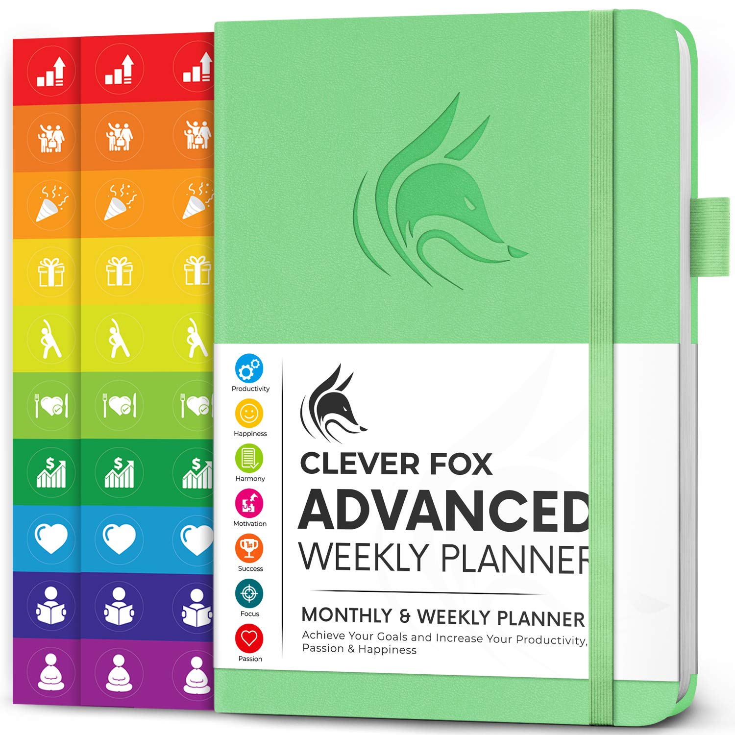 Clever Fox Advanced Weekly Planner – Undated Life Goal Planner for Daily Productivity & Time Management – Day Organizer Journal – Hardcover A5, Mint Green