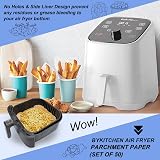 BYKITCHEN 9 Inch Air Fryer Liners 50pcs Unbleached Parchment Paper Nonstick view 3