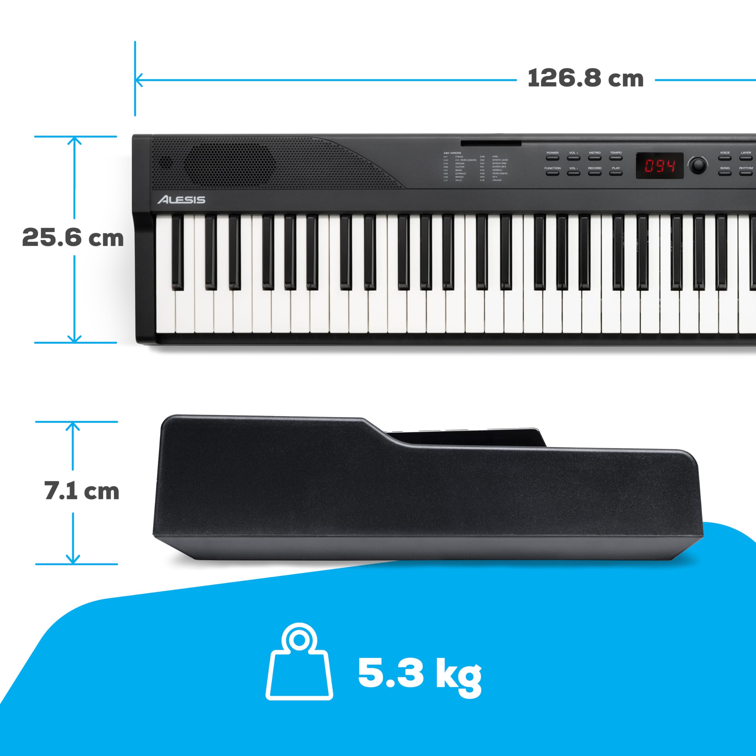 Alesis Keyboard Electric Piano with 88 Keys, 480 Sounds, Speakers, USB MIDI, Carry Case, Stand, Headphones, Pedal and Piano Lessons for Beginners (English Language Not Guaranteed]