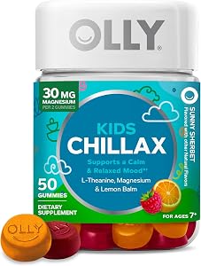 OLLY Kids Chillax, for a Calm and Relaxed Mood,* Magnesium - 50 Count | Kids Support, A blend of Magnesium, L-Theanine & Lemo