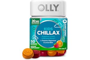 OLLY Kids Chillax, for a Calm and Relaxed Mood,* Magnesium - 50 Count | Kids Support, A blend of Magnesium, L-Theanine & Lemon Balm Extract, Gluten Free, No Synthetic Colors, No Synthetic Flavors
