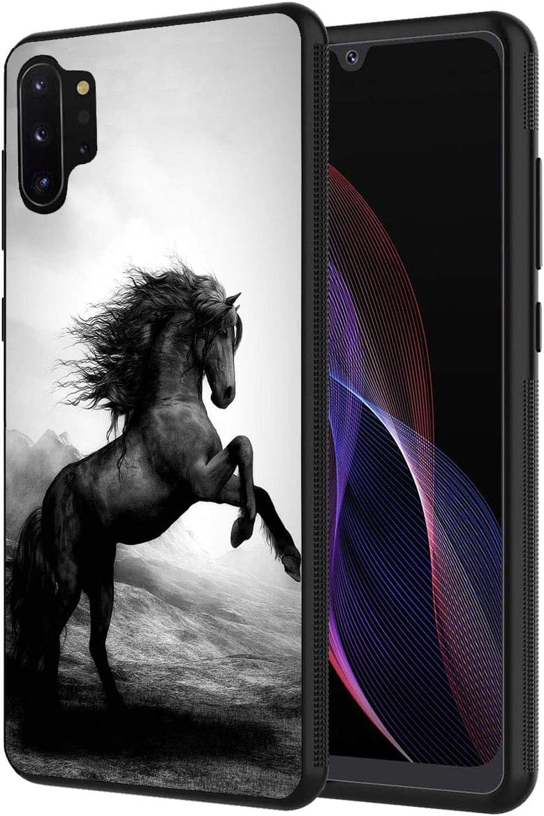 Note 10 Plus case,Slim Anti-Scratch Shockproof Silicone TPU Protective Cover for Samsung Galaxy Note 10 Plus/Note 10 Plus 5G, Black Horse