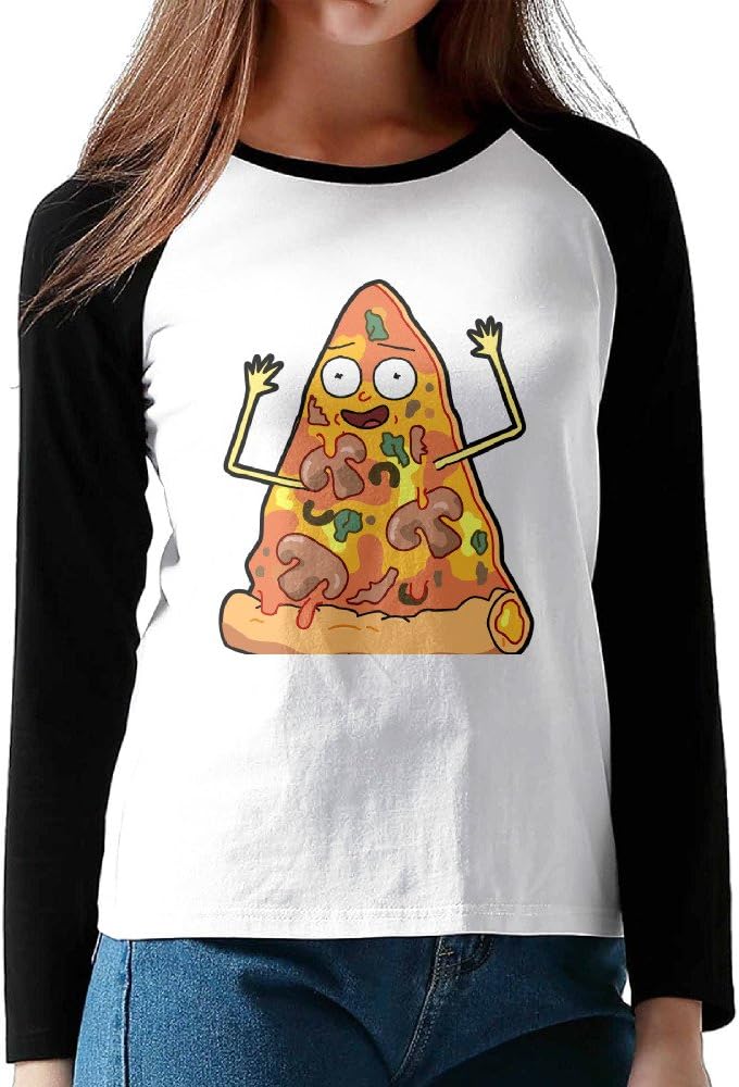 Loneki Women's Mushroom Pizza Morty Baseball Raglan T-Shirts