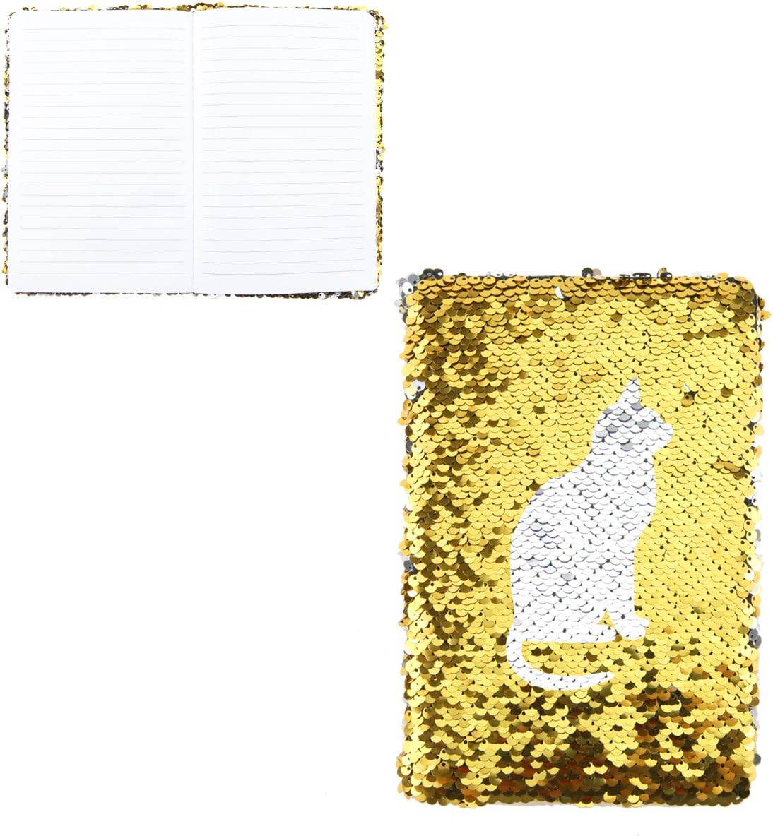 Magic A5 Reversible Sequin Notebook Sparkling Shiny Glittery Planner Journal Notebook Gift for Kids Adults (Gold) - Image 3