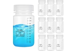 PATIKIL 12 Pcs Plastic Sample Bottles with Screw Cap, 4 oz 125ml Wide Mouth Reagent Bottle Transparent PP Sample Containers w