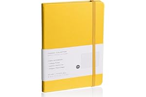 EMOMAS Lined Journal Notebook, (bright yellow), 160 Pages, Medium 5.7 inches x 8 inches - 100 gsm Thick Paper, Hardcover