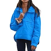 AICHARMWA Women's Pullover Puffer Jacket Hooded Oversized Lightweight Quilted Jacket Winter Warm Padded Coat