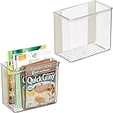 iDesign Adhesive Organizer Bin - Damage-Free Hanging for Kitchen, Bathroom, or Office - Set of 2 - Clear