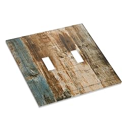 Vintage Brown Wood 2 Gang LightSwitch Plate Cover