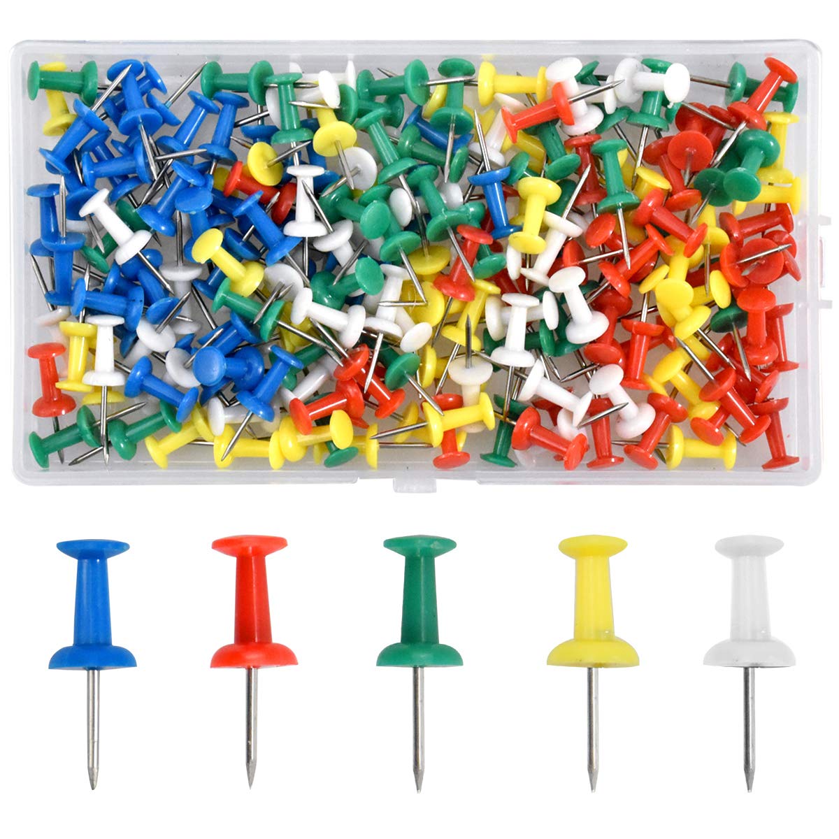 Dokpav 180 x 5 Multicoloured Coloured Decorative Push Pins Plastic Head Tacks, Creative Fashion Tacks for Wall, Maps, Photos, Bulletin Board or Cork Boards
