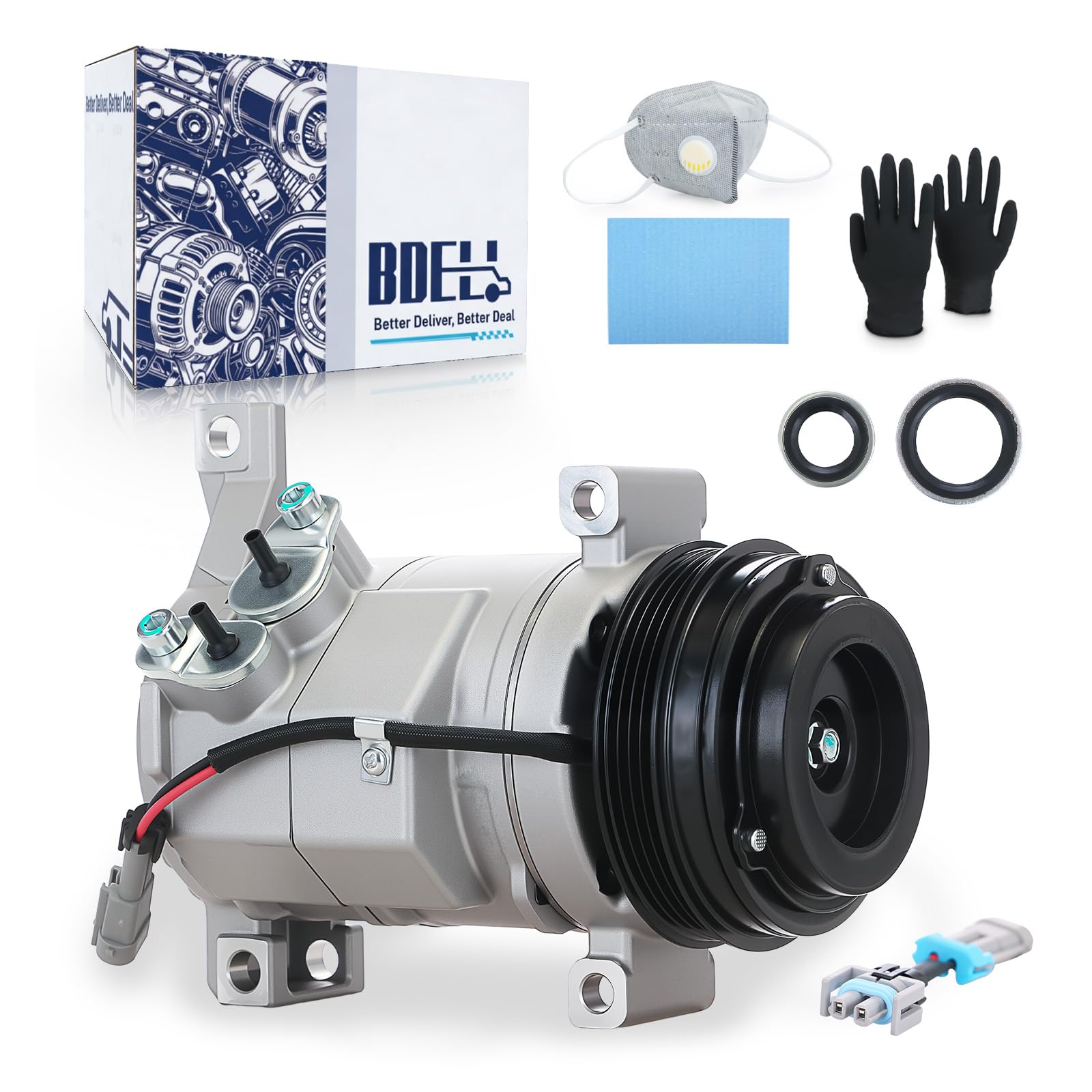 Photo 1 of BDELI AC Compressor with Clutch for 2000-2013 Chevy Silverado Suburban 1500 2500, 00-13 Chevy Tahoe, GMC Yukon XL 1500 2500, 2 Mounting Holes, 1520410 1520940 10366545 15081861 CO29002C