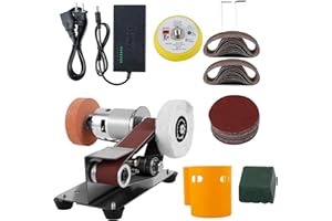 Mini Belt Sander, 15° Electric Knife Sharpener Bench Grinder Sanding Machine, 7 Adjustable Speed Electric Belt Grinder, Low N